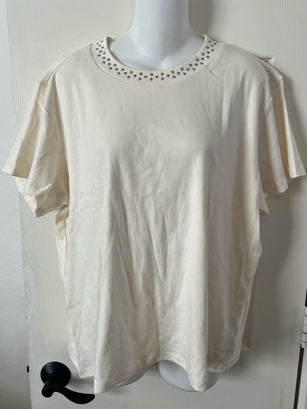 NWT LNA Paula Tee with Studded Neckline XL